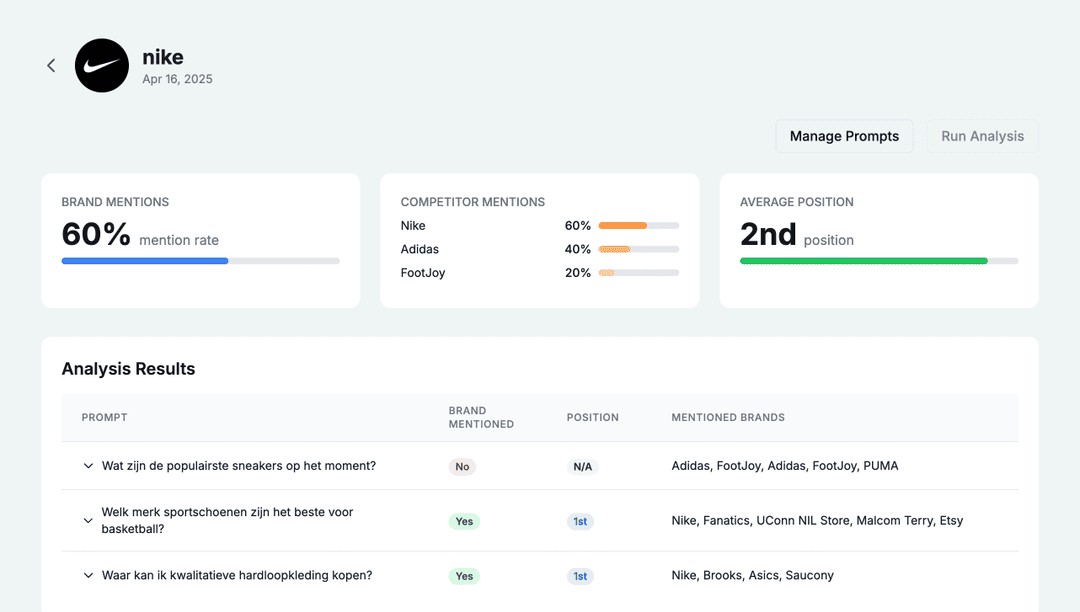 Prompt tracking feature